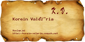 Korein Valéria névjegykártya